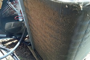 Dirty condenser coil on a home air conditioner needing cleaning. Learn how to clean AC coils for efficient cooling. Contact Maverick Electric, Heating & Air for expert AC maintenance in Sacramento, Elk Grove, Roseville, and beyond! Keywords: Dirty air conditioner, Condenser coil, AC coil cleaning, Dirty HVAC unit, Cleaning air conditioning coils, AC maintenance, HVAC cleaning services, Home air conditioner maintenance, Professional AC cleaning, Cleaning dirty condenser coils, HVAC maintenance tips, Cleaning home AC units, Dirty cooling system, Efficient cooling solutions, Maverick Electric, Heating & Air, Sacramento HVAC services, Elk Grove AC maintenance, Roseville HVAC experts, Home cooling maintenance, Expert AC technicians, AC maintenance near me, AC tune up near me. Service areas: Sacramento, Elk Grove, Roseville, Citrus Heights, Folsom, Rocklin, Carmichael, Lincoln, Rancho Cordova, Fair Oaks, Antelope, Orangevale, Davis, Woodland, Yuba City, West Sacramento, Auburn, Placerville, Galt, Lodi, Granite Bay, North Highlands, El Dorado Hills, Rio Linda, Meadow Vista, Wheatland, Shingle Springs, Live Oak, Sheridan, Rio Oso, Pleasant Grove, Newcastle, Penryn, Nicolaus, Mather, McClellan, Ryde, Rescue, Sheridan, Mcclellan, Sutter, Gridley, Olivehurst, Nicolaus, Beale Afb, Lake of the Pines, Solano County, Sutter County, Yuba County, Grass Valley, Alta Sierra.