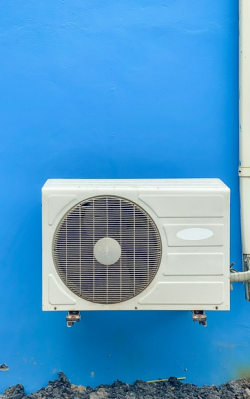 An air conditioning condenser unit.